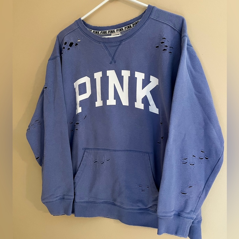 Distressed PINK Crewneck Sweatshirt